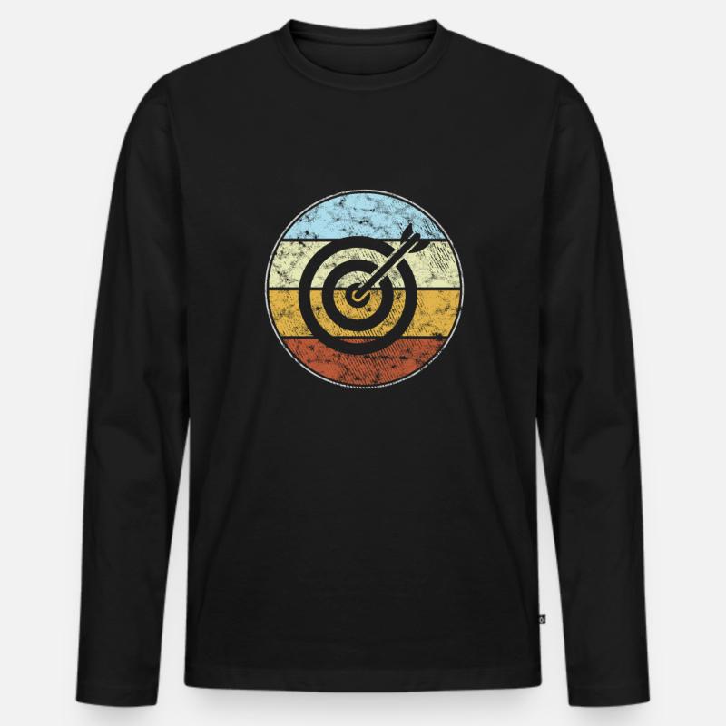 Darts Retro - Männer Premium Bio Langarmshirt - Schwarz