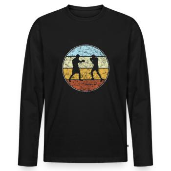 Boxing Retro - Men's Premium Organic Long Sleeve Shirt - black - Front - Nico (187cm)