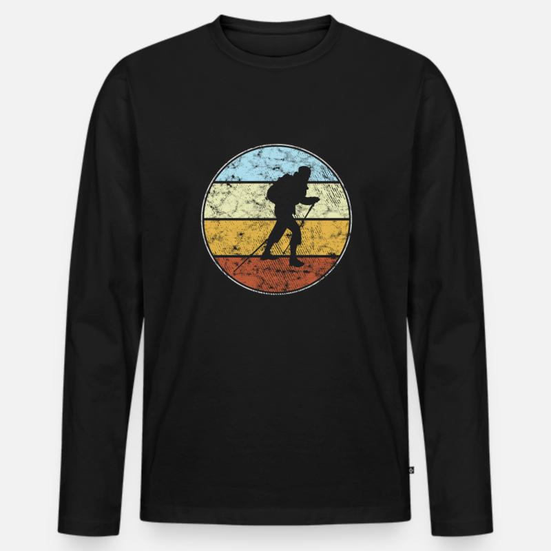 Wandern Retro - Männer Premium Bio Langarmshirt - Schwarz