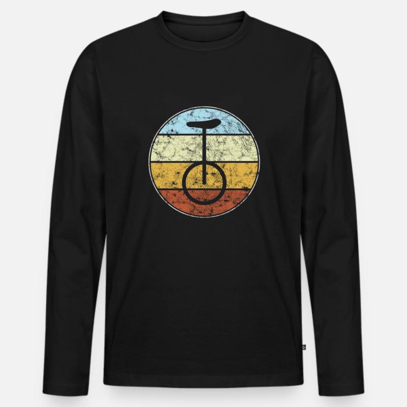 Einrad Retro - Männer Premium Bio Langarmshirt - Schwarz