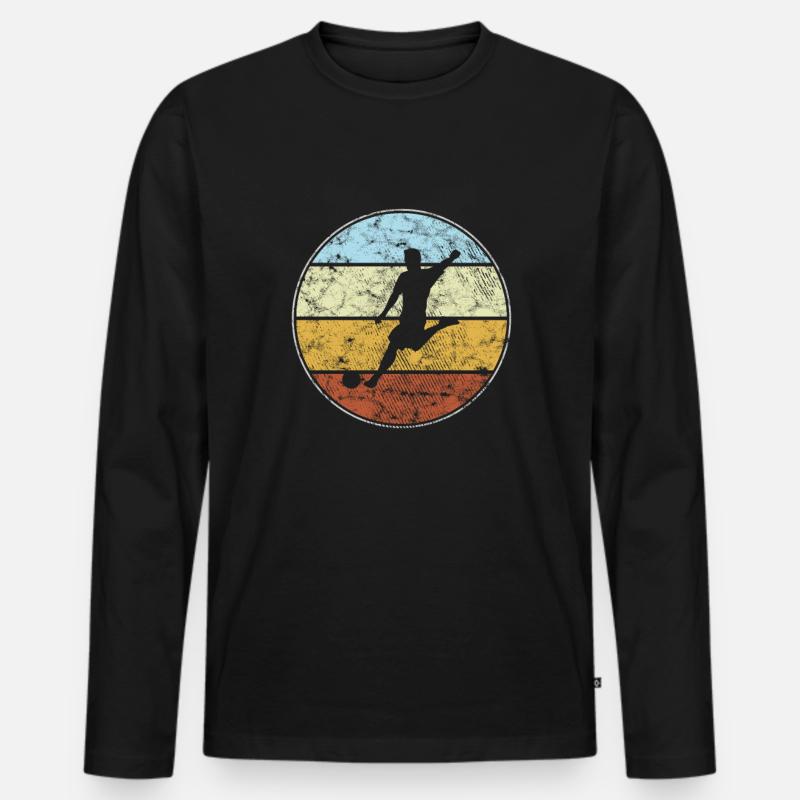 Fußball Retro - Männer Premium Bio Langarmshirt - Schwarz