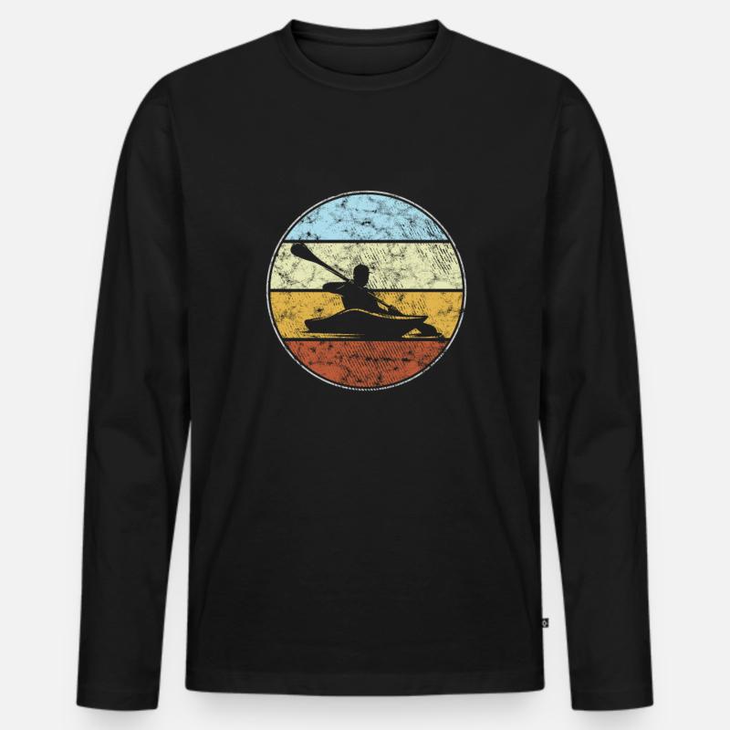 Kanu Retro - Männer Premium Bio Langarmshirt - Schwarz