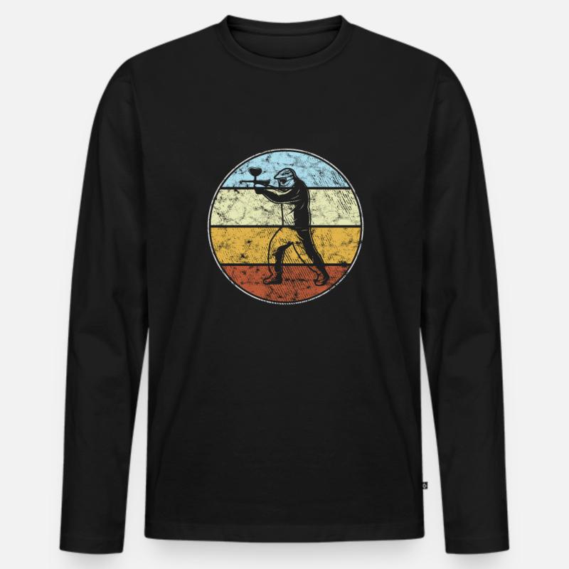 Paintball Retro - Männer Premium Bio Langarmshirt - Schwarz