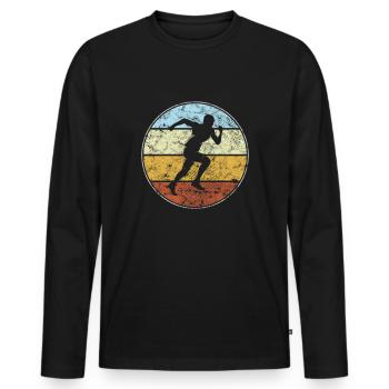 Jogging Rétro - T-shirt manches longues Premium bio Homme - noir - Devant - Nico (187cm)