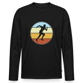Jogging Rétro - T-shirt manches longues Premium bio Homme - noir - Devant - Nico (187cm)