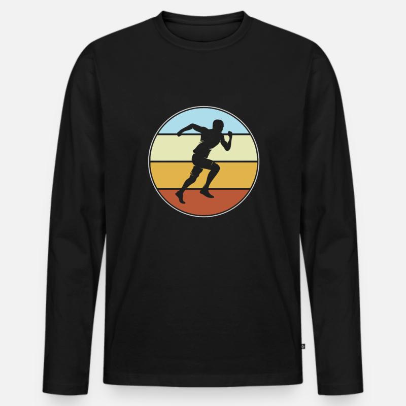 Joggen Retro - Männer Premium Bio Langarmshirt - Schwarz
