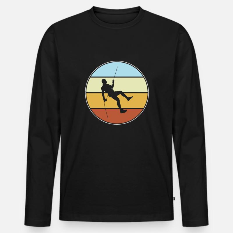 Klettern Retro - Männer Premium Bio Langarmshirt - Schwarz