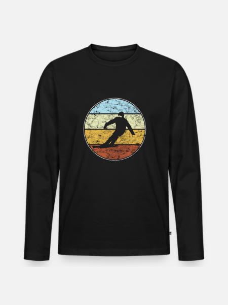 Ski retro - Männer Premium Bio Langarmshirt - Schwarz