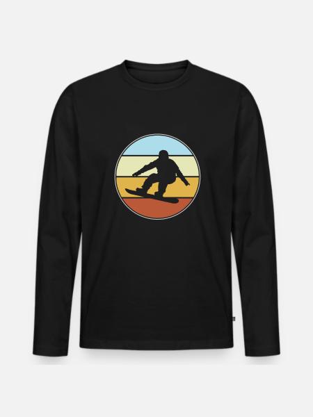 Snowboarding Retro - Männer Premium Bio Langarmshirt - Schwarz