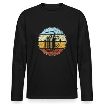 Bière Rétro - T-shirt manches longues Premium bio Homme - noir - Devant - Nico (187cm)