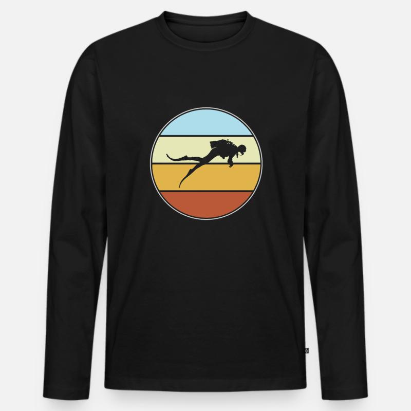 Tauchen Retro - Männer Premium Bio Langarmshirt - Schwarz