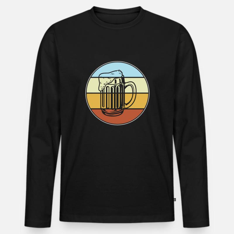 Bier Retro - Männer Premium Bio Langarmshirt - Schwarz