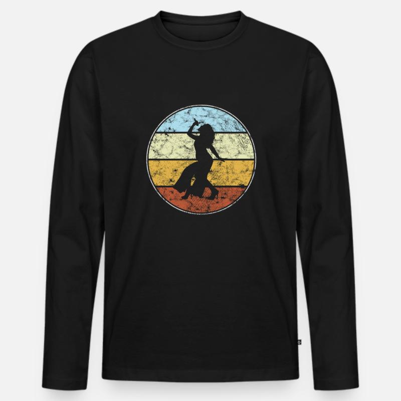Singen Retro - Männer Premium Bio Langarmshirt - Schwarz