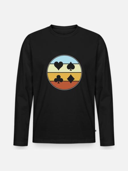 Poker Rétro - T-shirt manches longues Premium bio Homme - noir