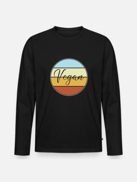 Rétro végétalien - T-shirt manches longues Premium bio Homme - noir