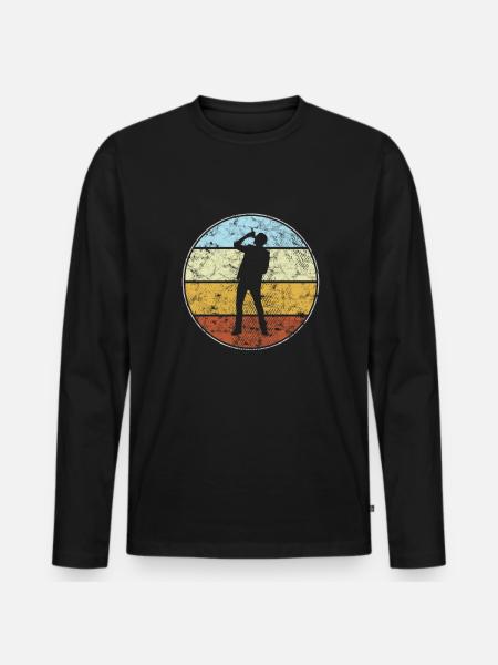 Sänger Retro - Männer Premium Bio Langarmshirt - Schwarz