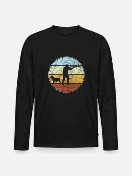 Hunter Retro - Men's Premium Organic Long Sleeve Shirt - black