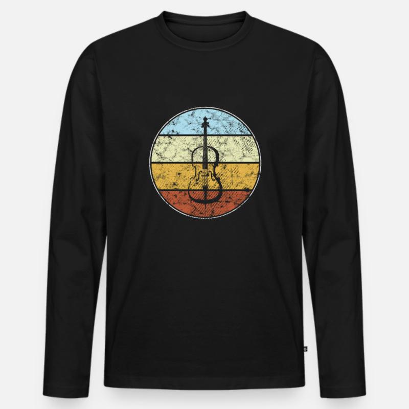 Geige Retro - Männer Premium Bio Langarmshirt - Schwarz