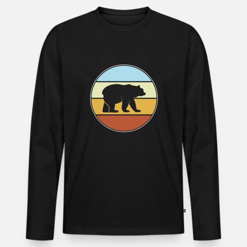 Bär Retro - Männer Premium Bio Langarmshirt - Schwarz