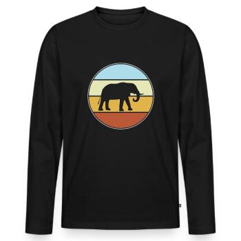 Elefant Retro - Männer Premium Bio Langarmshirt - Schwarz - Vorne - Nico (187cm)