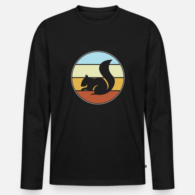 Eichhörnchen Retro - Männer Premium Bio Langarmshirt - Schwarz