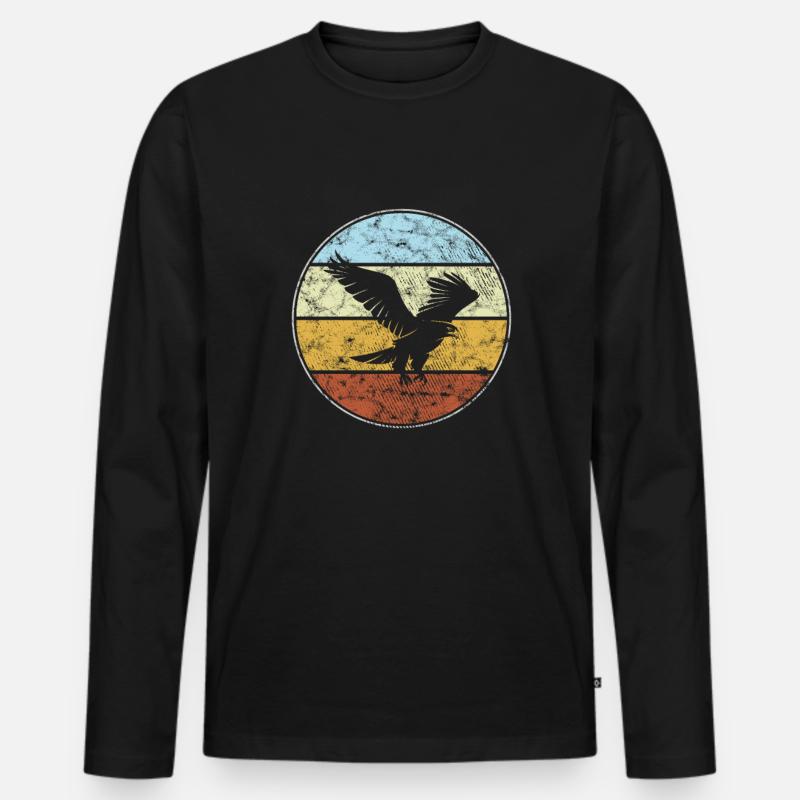 Adler Retro - Männer Premium Bio Langarmshirt - Schwarz