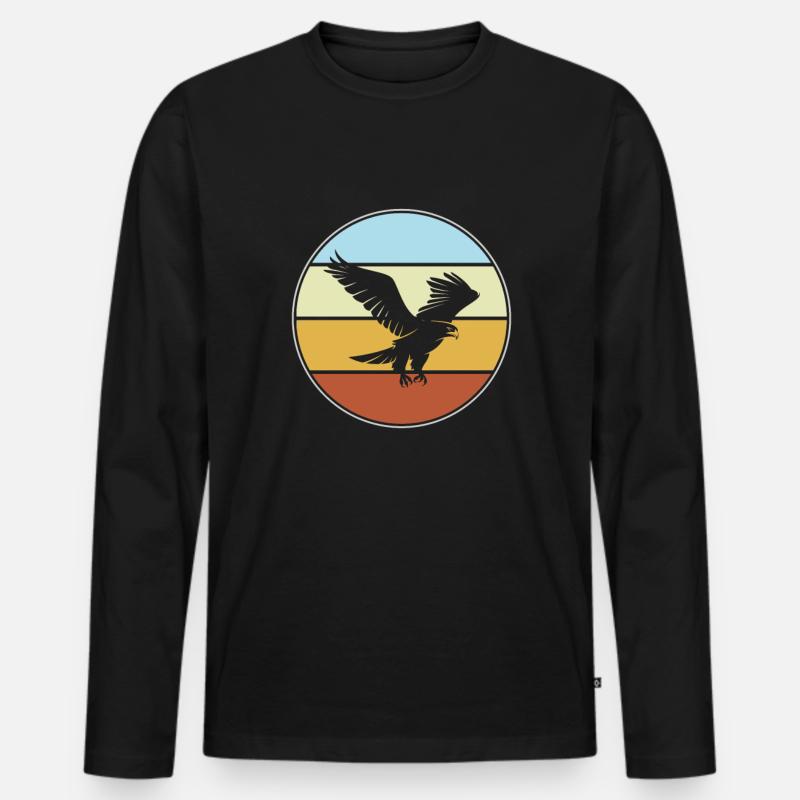 Adler Retro - Männer Premium Bio Langarmshirt - Schwarz