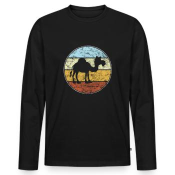 Dromedar Retro - Männer Premium Bio Langarmshirt - Schwarz - Vorne - Nico (187cm)