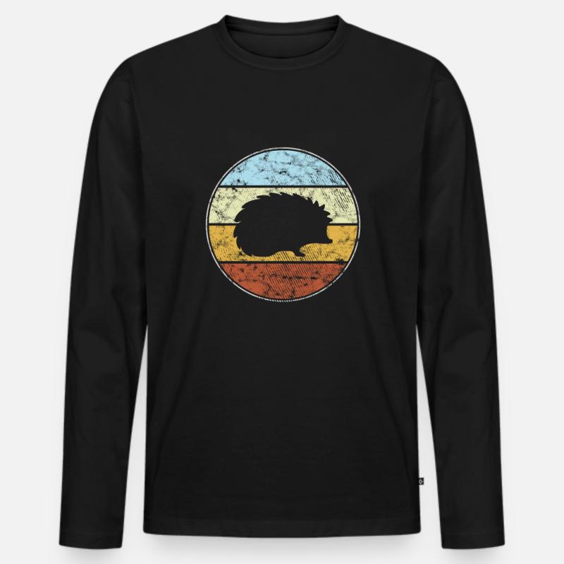 Igel Retro - Männer Premium Bio Langarmshirt - Schwarz
