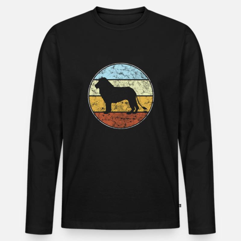 Löwe retro - Männer Premium Bio Langarmshirt - Schwarz