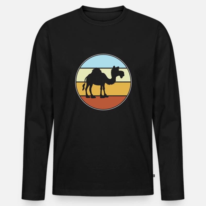 Dromedar Retro - Männer Premium Bio Langarmshirt - Schwarz