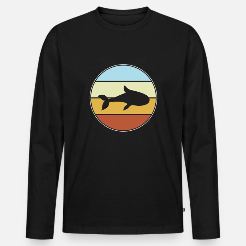 Fisch Retro - Männer Premium Bio Langarmshirt - Schwarz