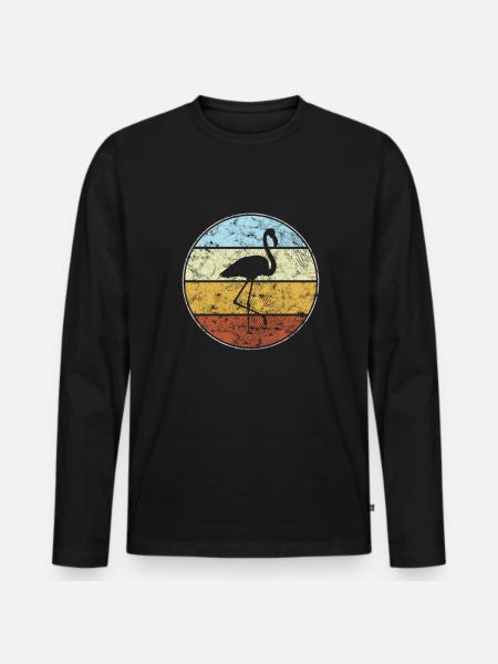 Flamant rose Rétro - T-shirt manches longues Premium bio Homme - noir