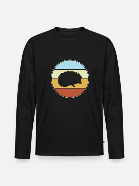Hérisson Rétro - T-shirt manches longues Premium bio Homme - noir