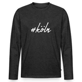 Cologne - Men's Premium Organic Long Sleeve Shirt - heather anthracite - Front - Nico (187cm)