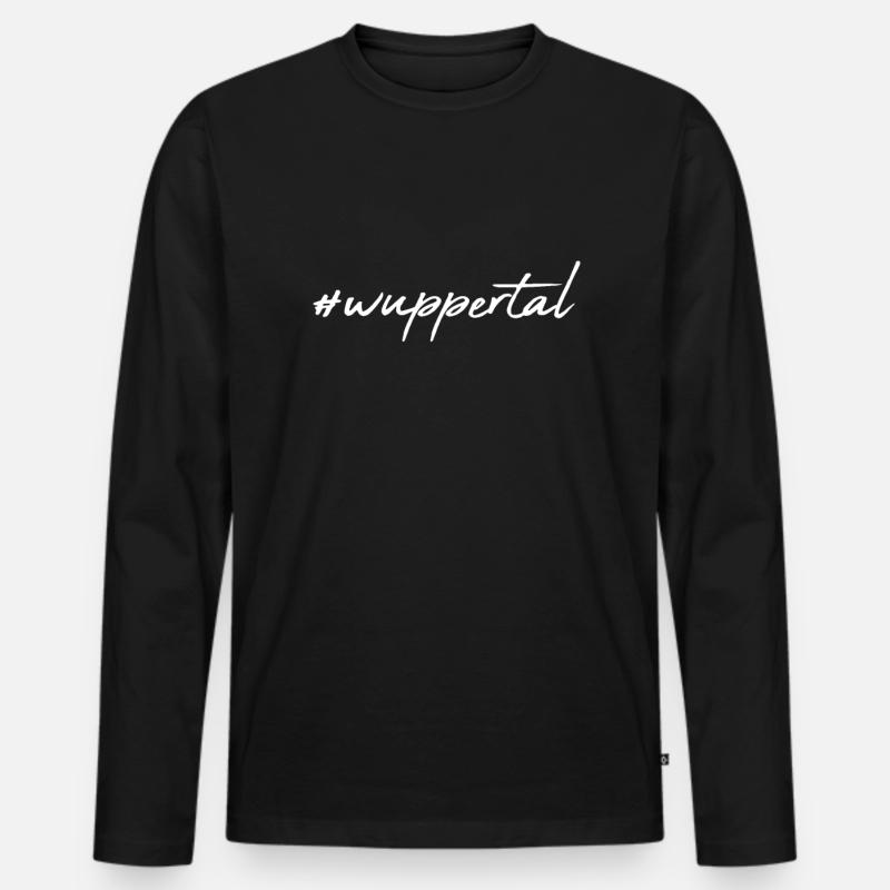 Wuppertal - Männer Premium Bio Langarmshirt - Schwarz