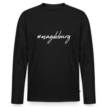Magdeburg - Men's Premium Organic Long Sleeve Shirt - black - Front - Nico (187cm)