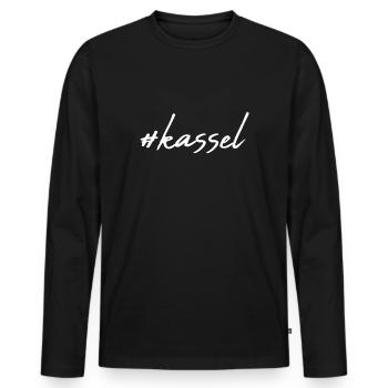 Kassel - T-shirt manches longues Premium bio Homme - noir - Devant - Nico (187cm)