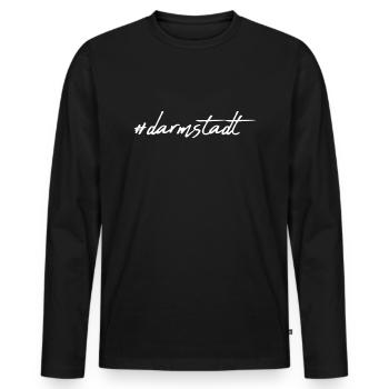 Darmstadt - Männer Premium Bio Langarmshirt - Schwarz - Vorne - Nico (187cm)