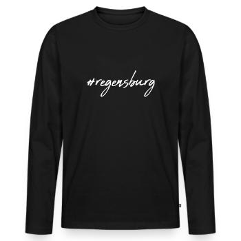 Regensburg - Men's Premium Organic Long Sleeve Shirt - black - Front - Nico (187cm)
