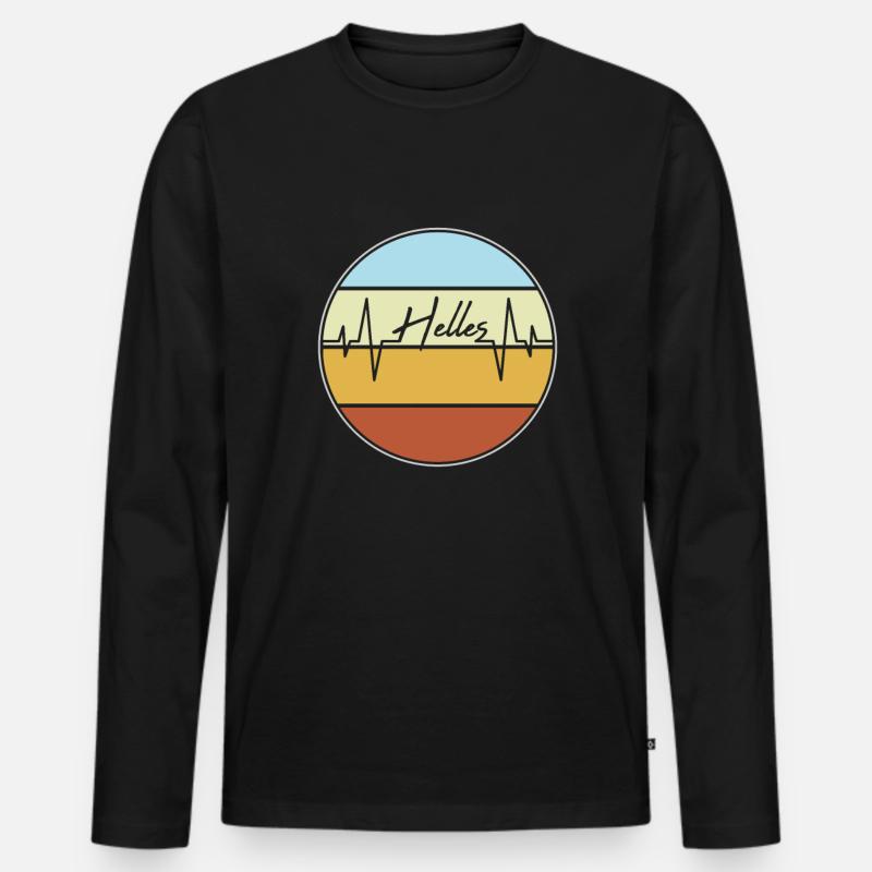 Helles Herzschlag - Männer Premium Bio Langarmshirt - Schwarz