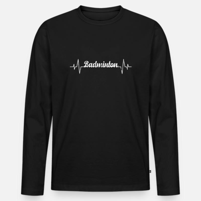 Badminton Herzschlag - Männer Premium Bio Langarmshirt - Schwarz