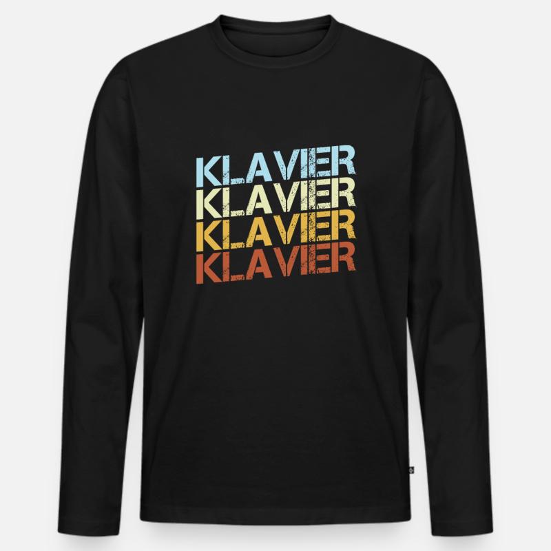 Klavier Retro - Männer Premium Bio Langarmshirt - Schwarz