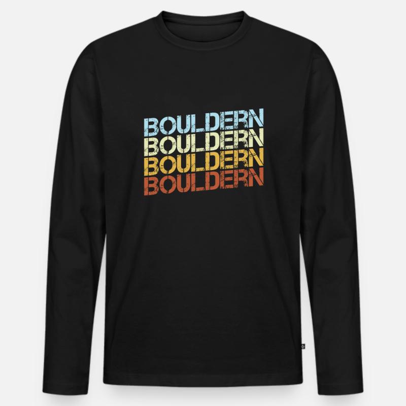Klettern Retro - Männer Premium Bio Langarmshirt - Schwarz