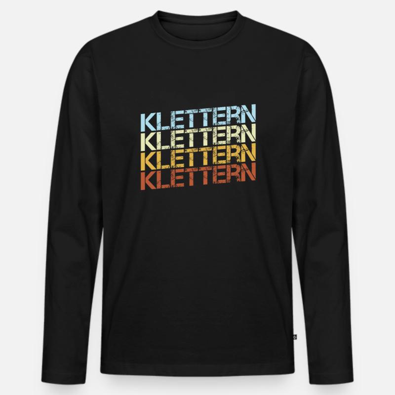 Klettern Retro - Männer Premium Bio Langarmshirt - Schwarz