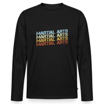 Arts Martiaux Rétro - T-shirt manches longues Premium bio Homme - noir - Devant - Nico (187cm)