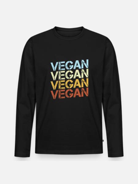 Rétro végétalien - T-shirt manches longues Premium bio Homme - noir