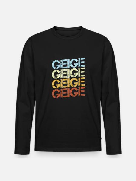 Geige Retro - Männer Premium Bio Langarmshirt - Schwarz