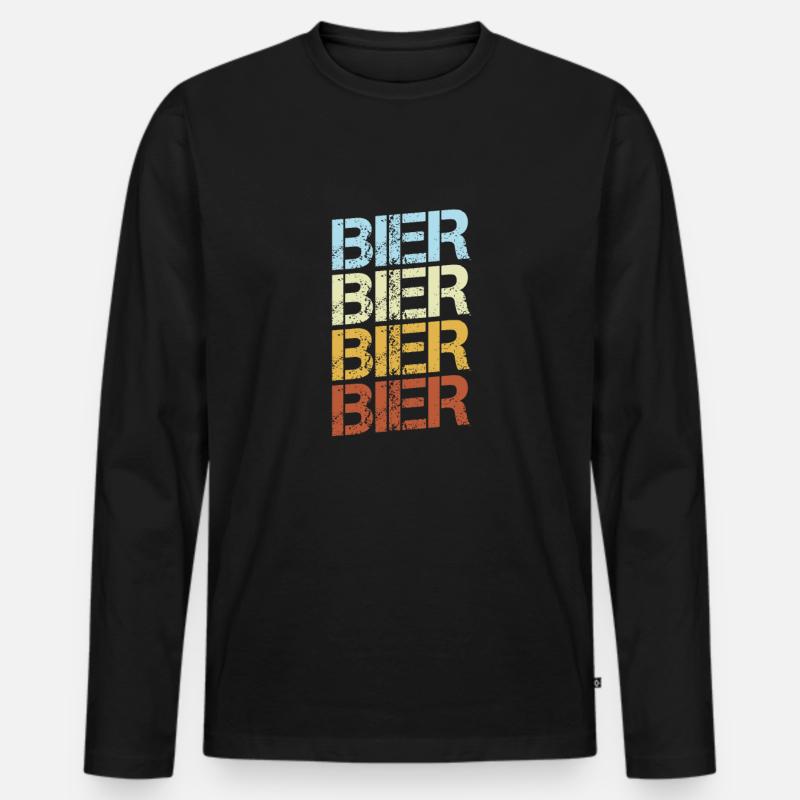 Bier Retro - Männer Premium Bio Langarmshirt - Schwarz