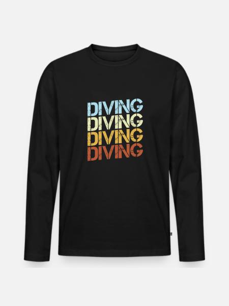 Diving Retro - Men's Premium Organic Long Sleeve Shirt - black